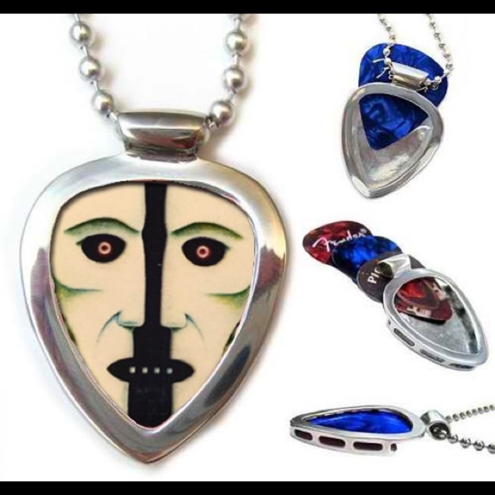 Pickbay Guitar Pick Holder Necklace Set + Pink Floyd FACE Pick Classic-Rock NEW